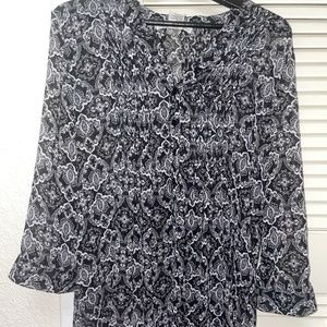 American Rag Cie Blouse Black and White Pattern Large